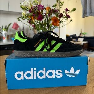 Adidas Samba SPZL Black and Lucid Lime Sneakers